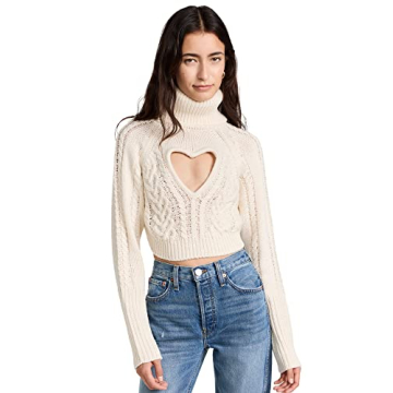 For Love & Lemons Women's Vera Cropped Cutout Sweater: Cozy & Stylish Fashion Statement