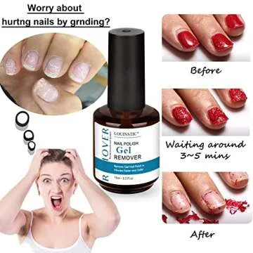 LOUINSTIC Gel Polish Remover - (2 Pack) Gel Nail Remover 3-5 Minutes Easy & Quick, Gel Remover for N...
