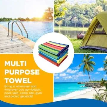 Kaufman Colored Classic Multi-Color Stripe Towel - Oversized Towel for Beach & Pool - Soft & Absorbent Towels for Versatile Use - Large Cotton Towel for Adults & Kids 30" x 60" - 6 Pack (Old Version)