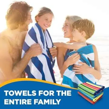 Kaufman Colored Classic Multi-Color Stripe Towel - Oversized Towel for Beach & Pool - Soft & Absorbent Towels for Versatile Use - Large Cotton Towel for Adults & Kids 30" x 60" - 6 Pack (Old Version)