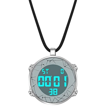JewelryWe Mens Digital Pocket Watch with Chain Clip on Belt - Waterproof Outdoor Sports Watches