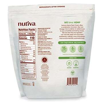 Nutiva Organic Cold-Pressed Raw Hemp Seed Protein Powder, Peak Protein, 3 Pound, USDA Organic, Non-GMO, Whole 30 Approved, Vegan, Gluten-Free & Keto, Plant Protein with Essential Amino Acids