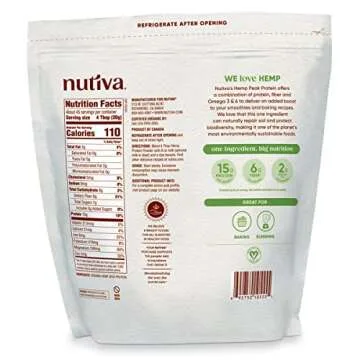 Nutiva Organic Cold-Pressed Raw Hemp Seed Protein Powder, Peak Protein, 3 Pound, USDA Organic, Non-GMO, Whole 30 Approved, Vegan, Gluten-Free & Keto, Plant Protein with Essential Amino Acids