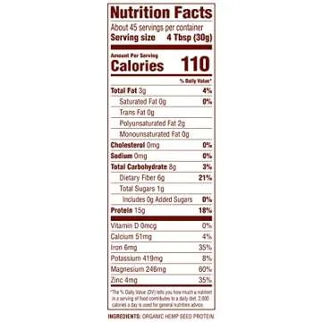 Nutiva Organic Cold-Pressed Raw Hemp Seed Protein Powder, Peak Protein, 3 Pound, USDA Organic, Non-GMO, Whole 30 Approved, Vegan, Gluten-Free & Keto, Plant Protein with Essential Amino Acids