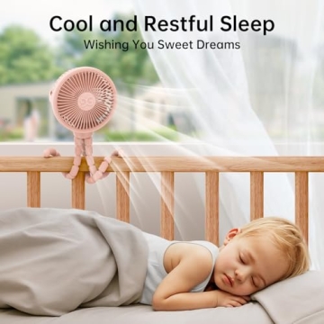 GUSGU Stroller Fan for Babies, Rechargeable & Portable