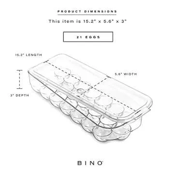 BINO Plastic Egg Container - Keeps Eggs Fresh and Organized