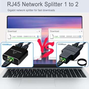 LIEZHUA Gigabit Ethernet Splitter 1 to 2 for Dual Devices