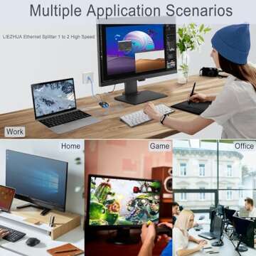 LIEZHUA Gigabit Ethernet Splitter 1 to 2 for Dual Devices
