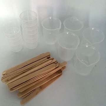 Funshowcase Mix Measuring Cups and Stir Sticks, for Casting Epoxy Resin, Crafting Project or Baking