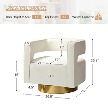 Elegant Swivel Velvet Barrel Chair for Any Space
