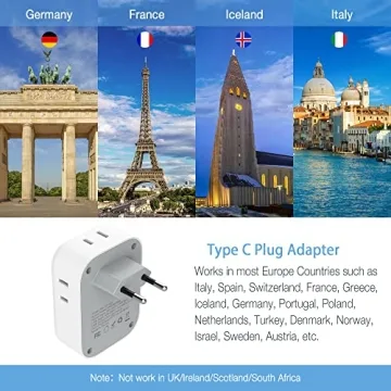 TESSAN European Travel Plug Adapter for Travel in Europe