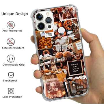 Autumn Case Halloween Pumpkin Case for iPhone 12 Pro Max, Aesthetic Fall Case for iPhone 12 Pro Max for Women Men, Unique Trendy Design TPU Bumper Protective Cover Case