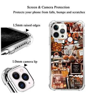Autumn Case Halloween Pumpkin Case for iPhone 12 Pro Max, Aesthetic Fall Case for iPhone 12 Pro Max for Women Men, Unique Trendy Design TPU Bumper Protective Cover Case