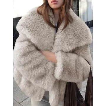 Cicy Bell Womens Faux Fur Coat Winter Shaggy Casual Oversized Lapel Jackets Warm Fuzzy Outerwear