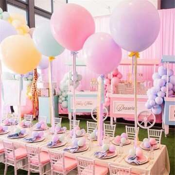 24Pcs Pastel Balloons 18 inch Large Pastel Balloons Big Round Pastel Jumbo Latex Balloons for Easter Birthday Wedding Baby Shower Decorations, Tassels Not Included