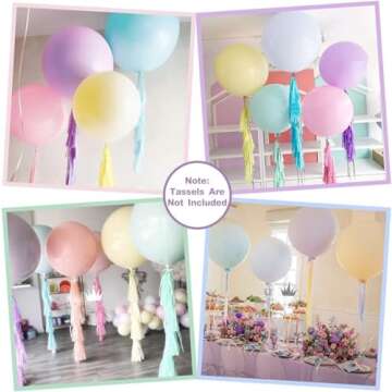 24Pcs Pastel Balloons 18 inch Large Pastel Balloons Big Round Pastel Jumbo Latex Balloons for Easter Birthday Wedding Baby Shower Decorations, Tassels Not Included