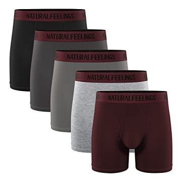 Natural Feelings Boxer Briefs for Men - Soft Cotton, Open Fly Comfort Pack