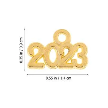 Holibanna 100pcs Mini Year Jewelry Charm 2023 Pendants Beads for DIY Bracelet Necklace Earrings Keyc...