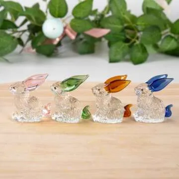 HDLJIAL Crystal Bunny Figurines - 4 Pcs Easter Decor