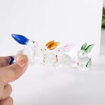 HDLJIAL Crystal Bunny Figurines - 4 Pcs Easter Decor