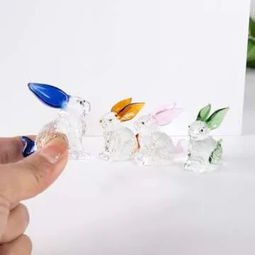 HDLJIAL Crystal Bunny Figurines - 4 Pcs Easter Decor
