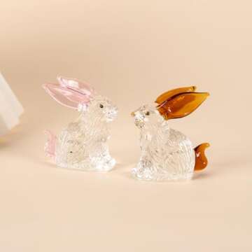 HDLJIAL Crystal Bunny Figurines - 4 Pcs Easter Decor