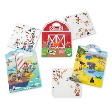 Melissa Doug Reusable Puffy Sticker Play Sets Safari Pirate Farm