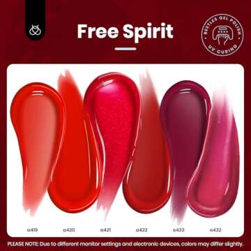 Beetles Red Gel Nail Polish Set-15ML 6 Colors Shimmer Bloody Red Burgundy Gel Polish Kit Soak Off UV...