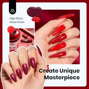 Beetles Red Gel Nail Polish Set-15ML 6 Colors Shimmer Bloody Red Burgundy Gel Polish Kit Soak Off UV Gel Nail Polish Nail Art Design DIY Gift for Women Colorful Bottle Gel