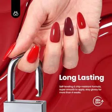 Beetles Red Gel Nail Polish Set-15ML 6 Colors Shimmer Bloody Red Burgundy Gel Polish Kit Soak Off UV Gel Nail Polish Nail Art Design DIY Gift for Women Colorful Bottle Gel