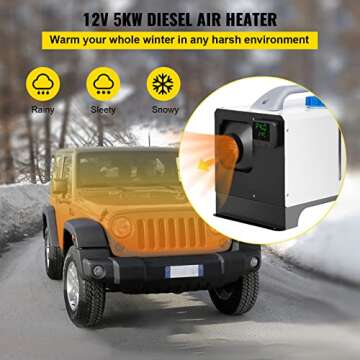 VEVOR Diesel Air Heater 8KW Parking Heater 12V Truck Heater, One Air Outlet, with Black LCD Switch, ...
