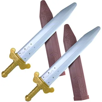 GIFTEXPRESS 2-pack 19" Plastic Roman Sword with Sheath for Pretend Play, Knight Costume, Roman Warri...