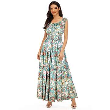 OSTOO Women's Summer Boho Floral Print Maxi Dress