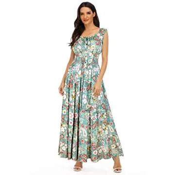 OSTOO Women's Summer Boho Floral Print Maxi Dress