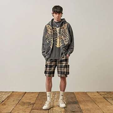 SOLILOQUY Women Zip Up Hoodie Fashion Punk Sport Coat Hip Hop Joggers Pullover 90s Streetwear Grunge Hoodies Y2K (S, Grey Skeleton)