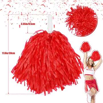 Faxco 12Pack Plastic Pom Poms Cheerleading Pom Poms Sports Dance Cheer Plastic Pom Pom for Rooters,C...