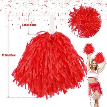 Faxco 12Pack Plastic Pom Poms Cheerleading Pom Poms Sports Dance Cheer Plastic Pom Pom for Rooters,C...