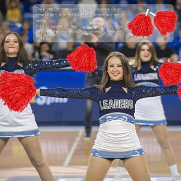 Faxco 12Pack Plastic Pom Poms Cheerleading Pom Poms Sports Dance Cheer Plastic Pom Pom for Rooters,Cheering Squard,Cheering Team (Red)