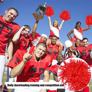 Faxco 12Pack Plastic Pom Poms Cheerleading Pom Poms Sports Dance Cheer Plastic Pom Pom for Rooters,Cheering Squard,Cheering Team (Red)