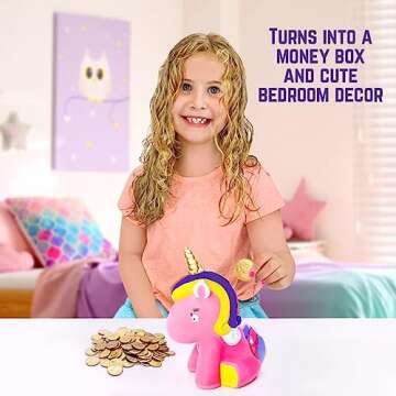 GirlZone Paint Your Own Unicorn Piggy Bank Craft Kit