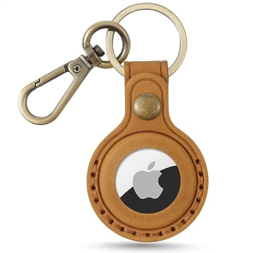 Jack&Chris Leather Airtag Holder with Keyring