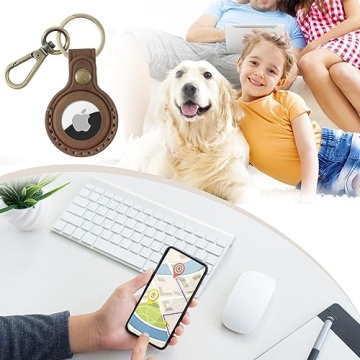 Jack&Chris Leather Airtag Holder with Keyring