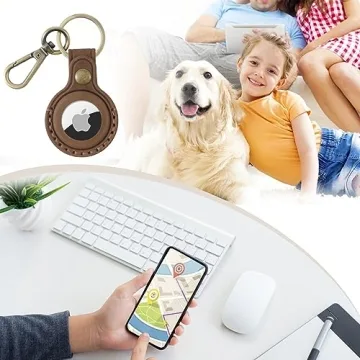 Jack&Chris Leather Airtag Holder with Keyring