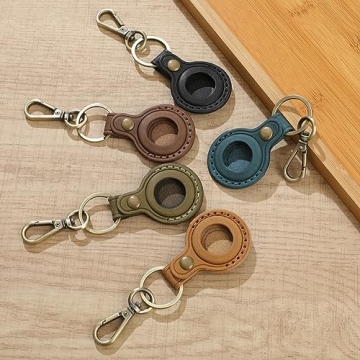 Jack&Chris Leather Airtag Holder with Keyring