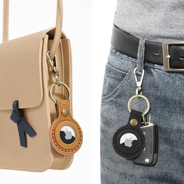 Jack&Chris Leather Airtag Holder with Keyring