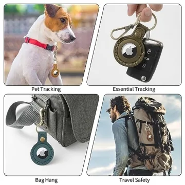 Jack&Chris Leather Airtag Holder with Keyring