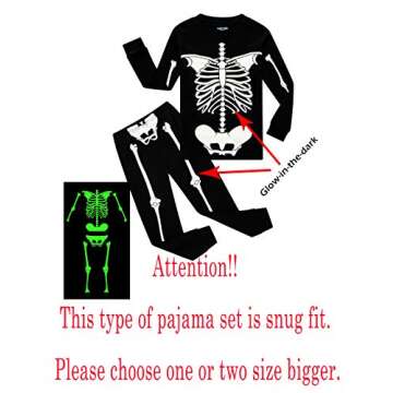 Family Feeling Little Boys Girls Holiday Halloween Skeleton Black Matching Family Long Sleeves Pajam...