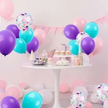 RUBFAC 60pcs Mermaid Balloons for Themed Party Decorations