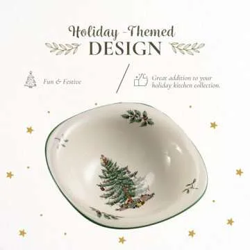 Spode Christmas Tree 5-Inch Holiday Dip Dishes, Set of 3 - Earthenware Dipping Bowls with Festive Christmas Tree Design - Ideal for Snacks, Side Dishes - Microwave & Dishwasher Safe