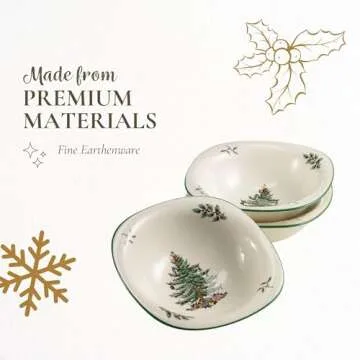 Spode Christmas Tree 5-Inch Holiday Dip Dishes, Set of 3 - Earthenware Dipping Bowls with Festive Christmas Tree Design - Ideal for Snacks, Side Dishes - Microwave & Dishwasher Safe